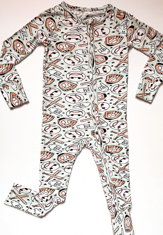 Sleepy Slugger- Zipper Onesie